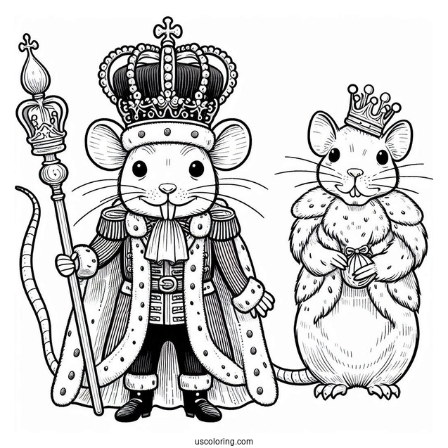 Nutcracker Coloring Page Of Rat King In Royal Robes With His Crown And Scepter