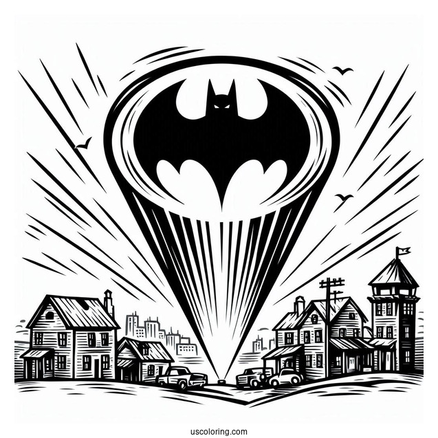 Bat Signal Beam Coloring Sheet For Kids