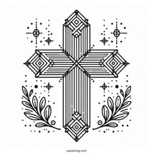 Geometric Cross Coloring Page