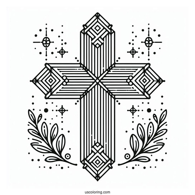 Geometric Cross Coloring Page