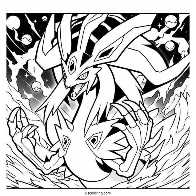 Reshiram Outrage Pokemon Card Coloring Page