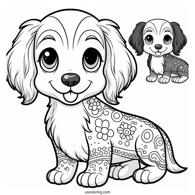 Cartoon Dachshund Coloring Page For Kids