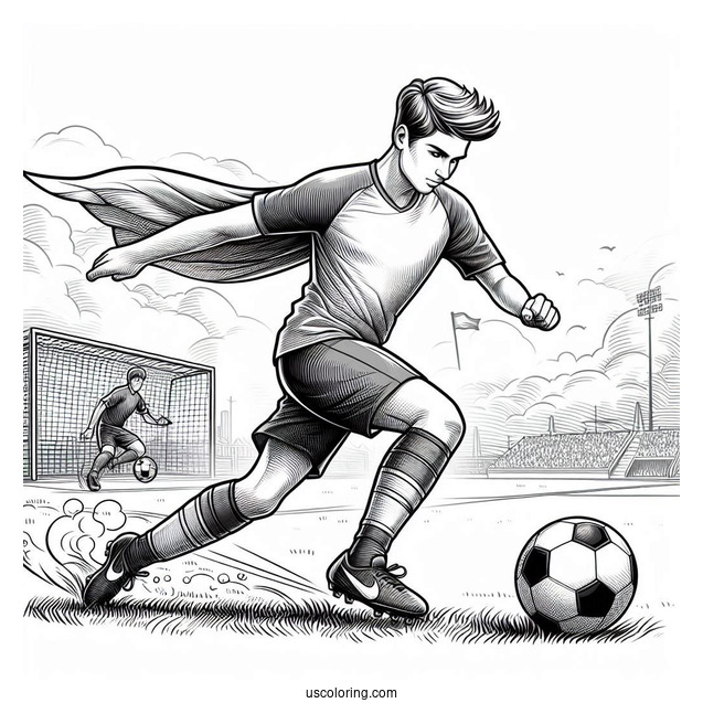 Soccer Striker And Defender To Color