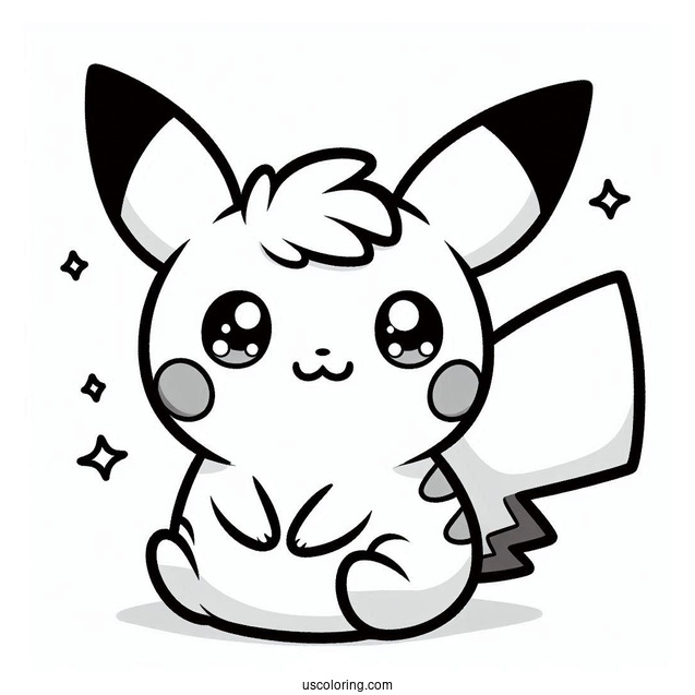 Kawaii Pichu Coloring Page For Preschoolers