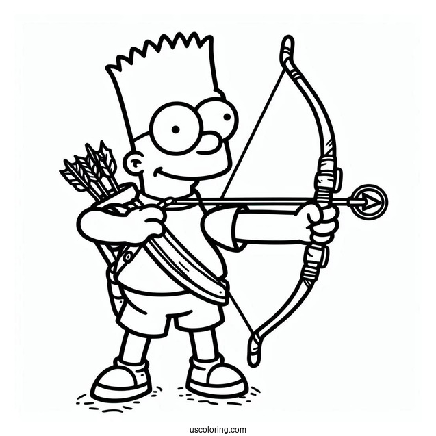 Bart Holding Slingshot Coloring Page
