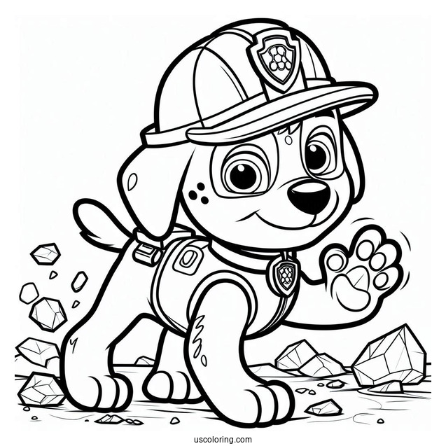 Easy Coloring Page Of Rubble From Paw Patrol