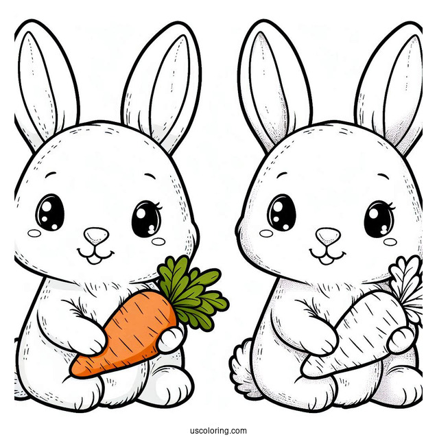 Petter Rabbit Holding Carrot Coloring Page