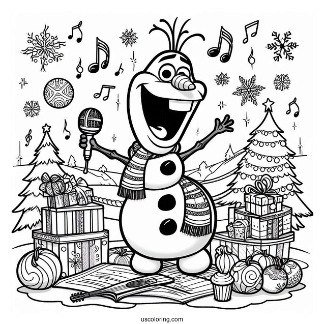 Singing Olaf Coloring Sheet