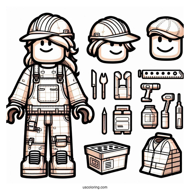 Roblox Construction Skins Coloring Sheet