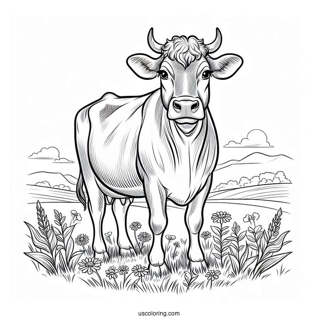 Brown Swiss Cow Standing In Field