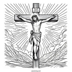 Jesus Christ On Cross Coloring For Kids