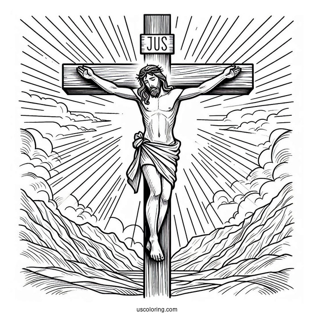 Jesus Christ On Cross Coloring For Kids