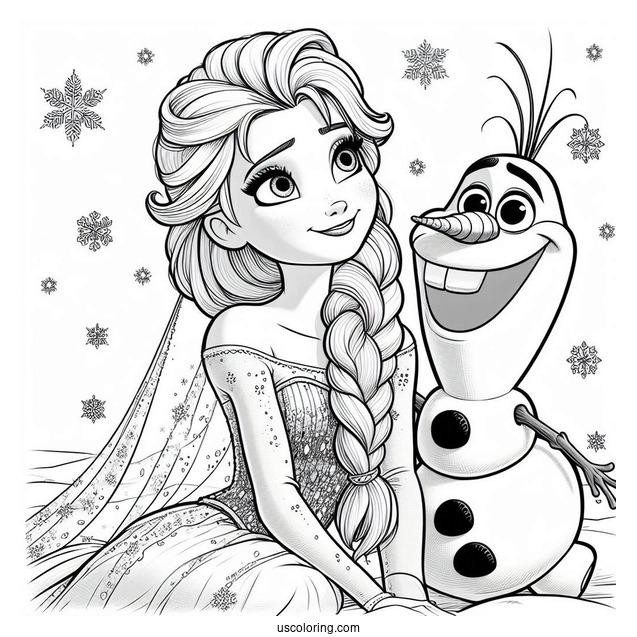 Young Elsa And Olaf In The Snow