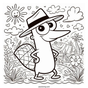 Phineas And Ferb Coloring Page Of Perry The Platypus For Preschoolers
