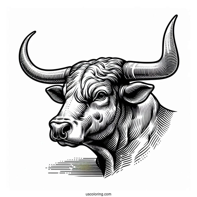 Texas Longhorn Bullhead Coloring Sheet