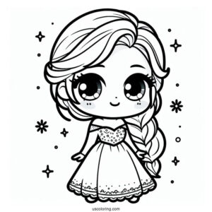 Cute Kawaii Young Elsa Coloring Page
