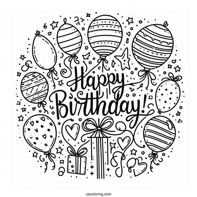 Happy Birthday Letter Balloons To Color