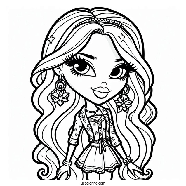 Bratz Roxxie Coloring In For Kids