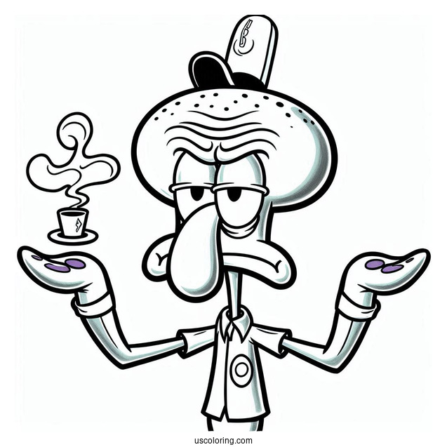 Squidward Complaining Coloring Page