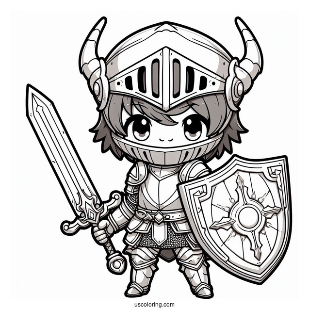 Chibi Knight With Shield And Big Sword