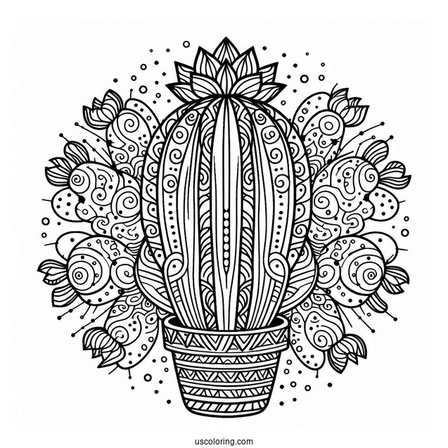 Abstract Cactus Mandala