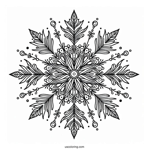 Stellar Snowflake Coloring Page With Round Tips