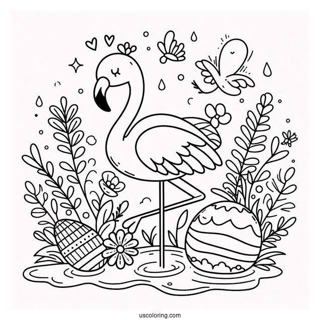 Kawaii Themed Flamingo