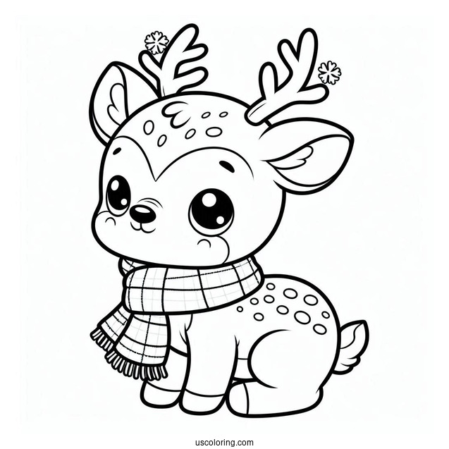 Coloring Page Of a Baby Reindeer For Preschoolers