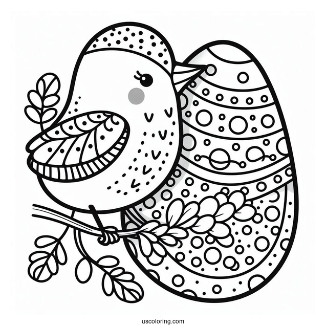 Bird And Polka Dots Easter Egg Design