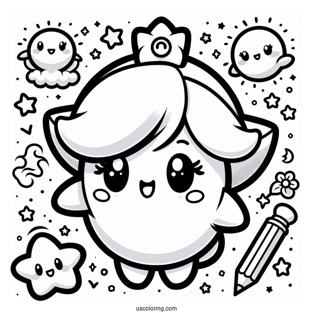 Kawaii Rosalina Coloring Page With Luma For Kids