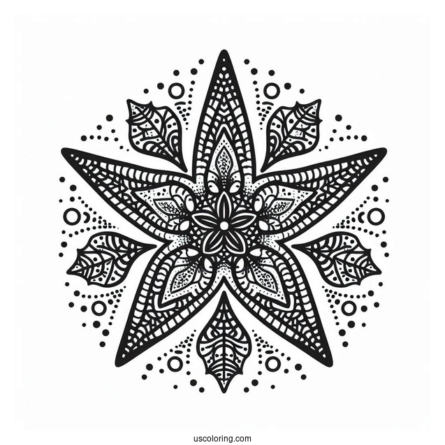 Simple Starfish Coloring Page Mandala For Kids