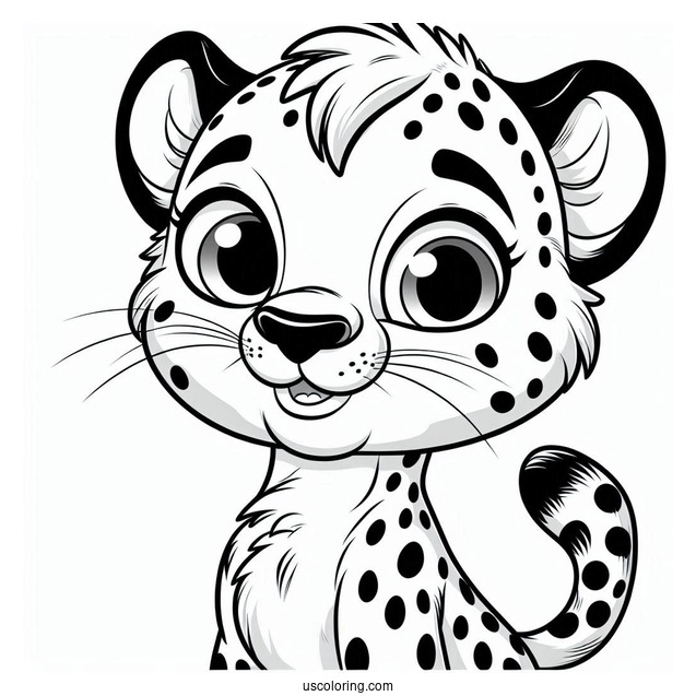Cartoon Cheetah Coloring Page With Mischievous Grin