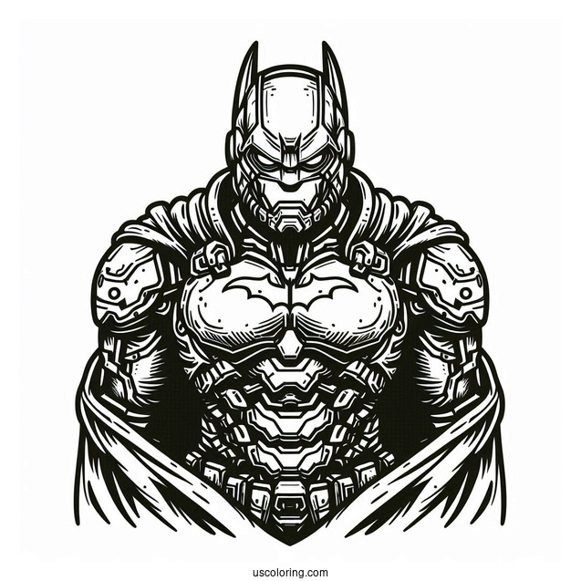 Coloring Sheet Of Batman In Armored Batsuit
