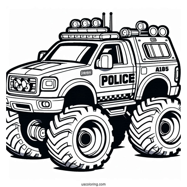 Police Monster Truck Coloring Page For Kids