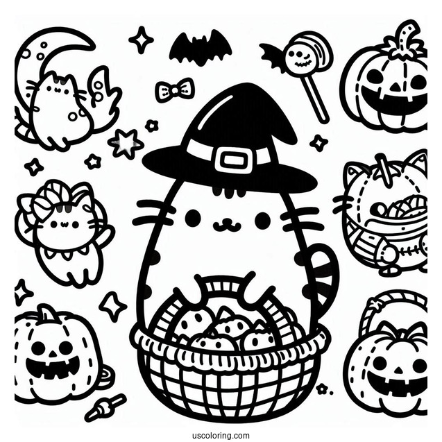 Halloween Themed Pusheen To Color