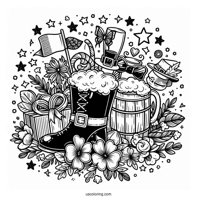 Celebratory Happy St Patrick_s Day Coloring Page