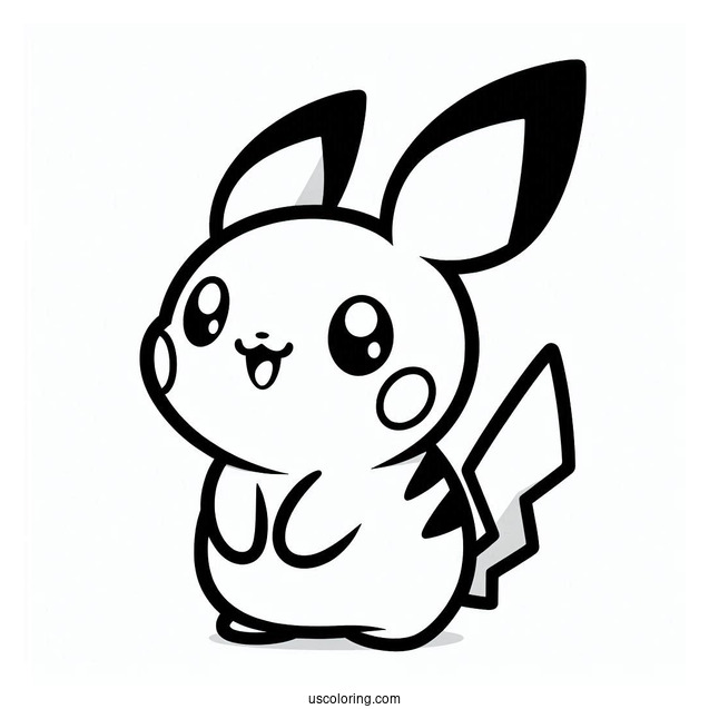 Simple Outline Of Pichu Coloring In For Preschoolers
