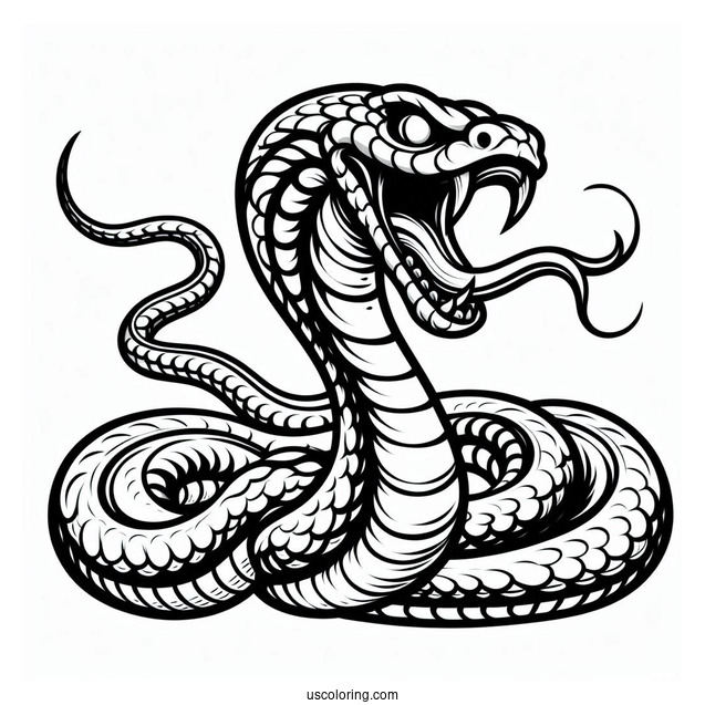 Fierce Looking Snake With Fangs And Tongue Out