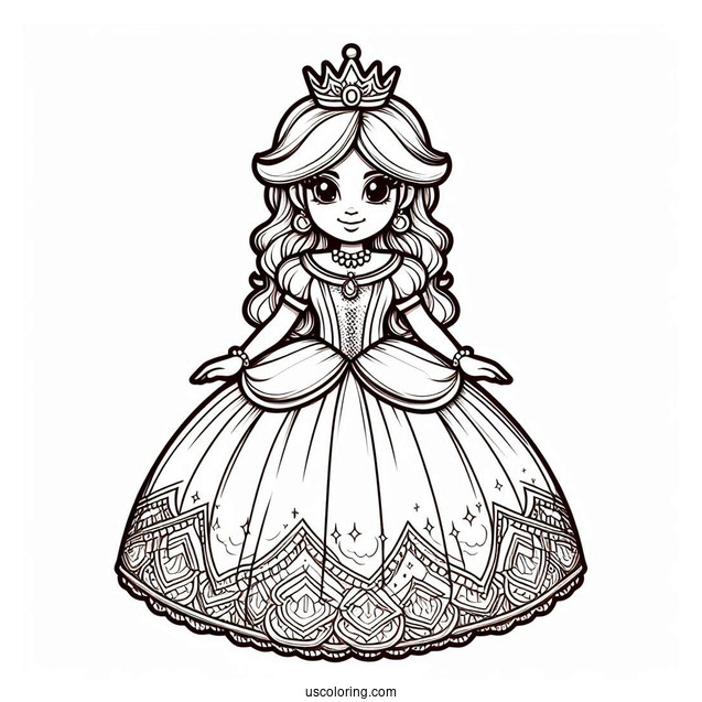 Detailed Rosalina Coloring Page In Gown For Kids