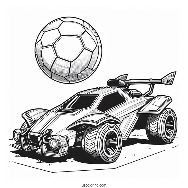 Rocket League Coloring Page Battle Car Next To The Ball