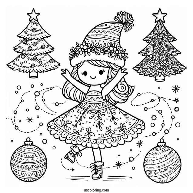 Dancing Christmas Tree Coloring Sheet