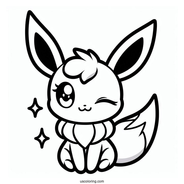 Kawaii Sylveon Coloring Page Winking For Preschoolers