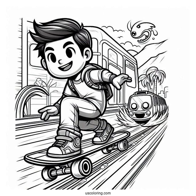 Subway Surfers Coloring Page Jake Racing Tricky