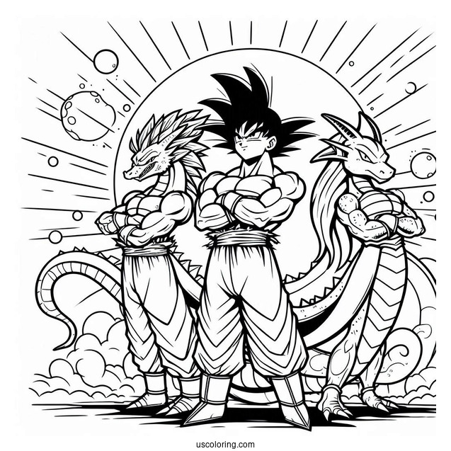 Dragon Team Coloring Page