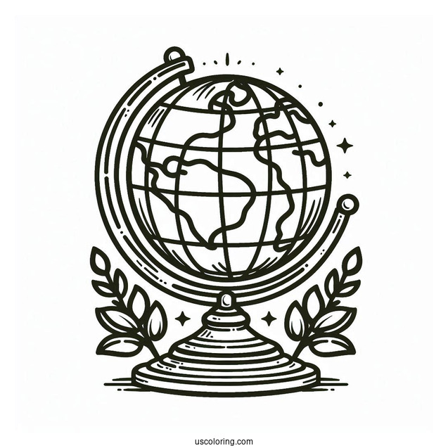 Globe Stand Coloring Page For Kids