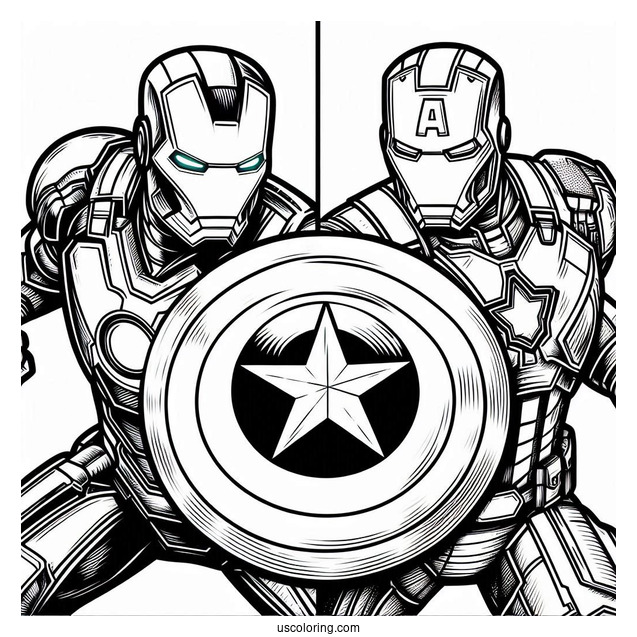 Iron Man Vs Captain America Coloring Sheet