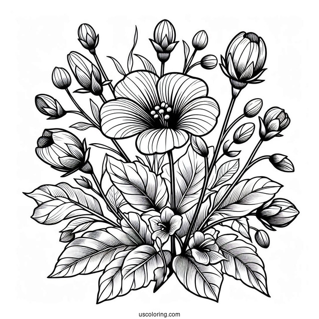 Flower Coloring Pages Of Shoeblackplant In Full Bloom