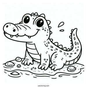 Simple To Color Crocodile Picture For Kids