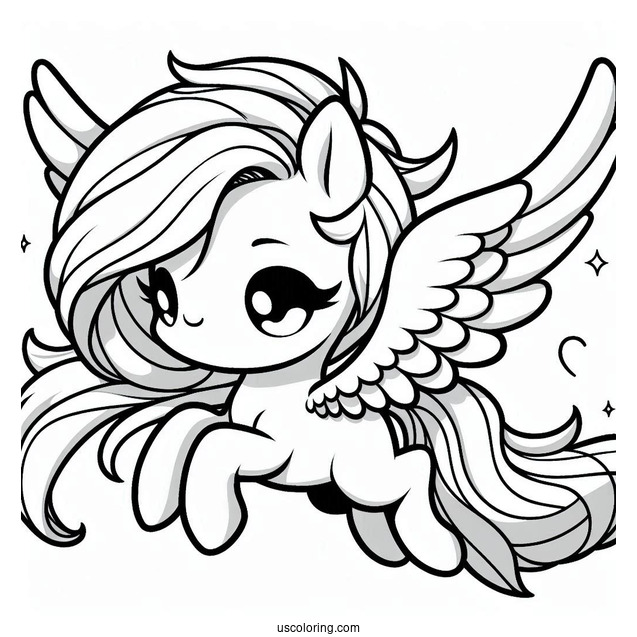 Cartoon Chibi Pegasus Coloring Page For Kids