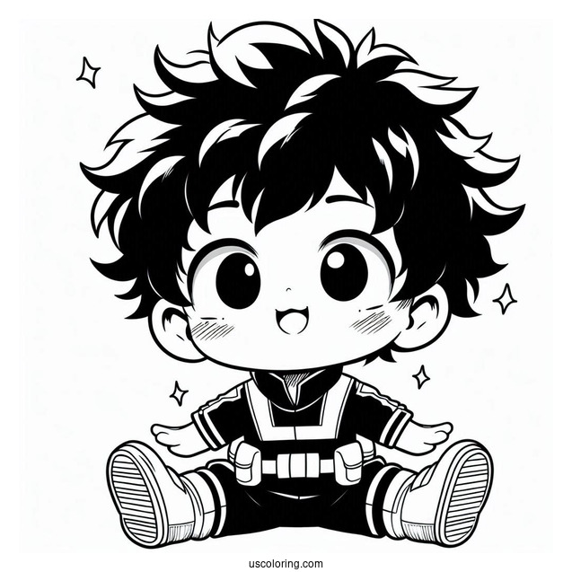 Cute Baby Izuku Midoriya Deku Coloring Page For Preschoolers